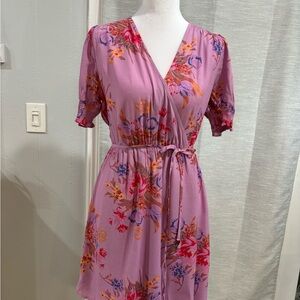 Urban Outfitters Lavender Floral Blouse with Tie Neck